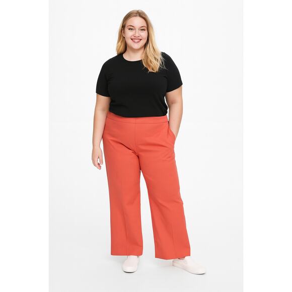 NWT Isaac Mizrahi  Women’s Hot Coral Stretch Crop Pants Tall Size 28 Side Slit - Picture 1 of 7